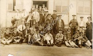 Group of wounded soldiers in hospital blues. c. 19