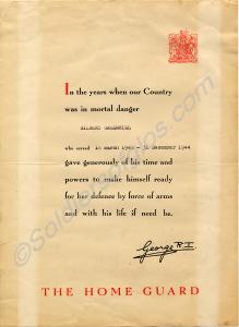 Diploma awarded to Sergeant Gilbert Greenhill on c