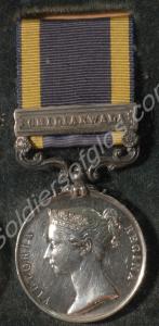 Punjab Medal with clasp for Chilianwala. Awarded t