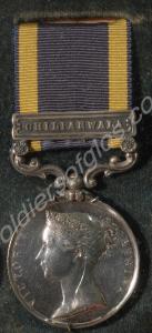 Punjab Medal with clasp for Chilianwala. Awarded t