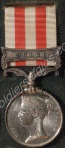 Indian Mutiny Medal with clasp for Delhi.  Awarded