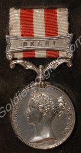 India Mutiny Medal with clasp for Delhi. Awarded t