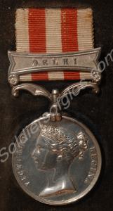 India Mutiny Medal with clasp for Delhi. Awarded t