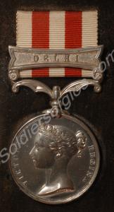 India Mutiny Medal with clasp for Delhi. Awarded t