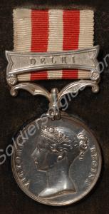 India Mutiny Medal with clasp for Delhi. Awarded t