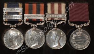 Group of four medals; Punjab Medal with clasps for
