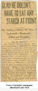Canadian newspaper article about Wallace Golding.