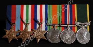 Group of six medals; 1939-1945 Star, Italy Star, F