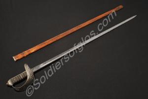 Dress sword with leather scabbard belonging to Maj