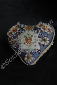 Heart-shaped commemorative pin cushion. Possibly m