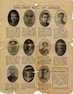 Roll of Honour page from the Cheltenham Chronicle