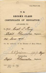 Second Class Certificate of Education awarded to 7