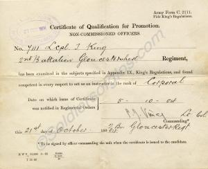 Certificate of Qualification for Promotion to corp