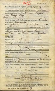 Discharge parchment, Army Form D. 426.  7111 Serge