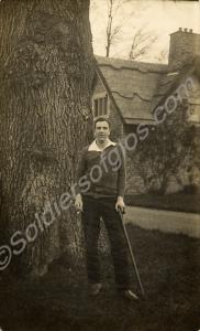 Unidentified soldier with walking stick. c.1917-19