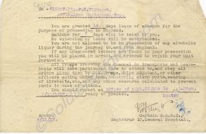 Travel Pass.  15729/413205 Private Frederick Cecil