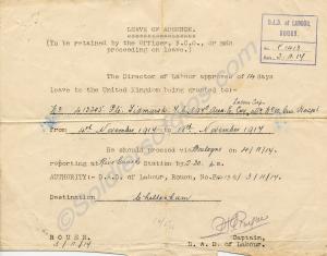 Leave of Absence Pass. 15729/413205 Private Freder