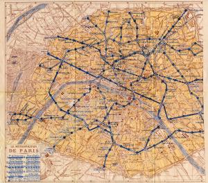 Street and rail map of Paris. c. 1917.