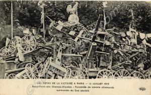 Pyramid of captured German artillery surmounted by