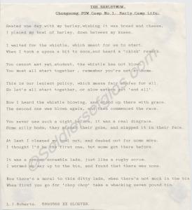 Poem. "The Barleymow. Chongsong P.O.W. Camp No. 1.