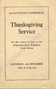Order of Service for Thanksgiving for the return o