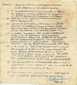 Instructions regarding the conduct of British Comm