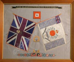 Framed embroidery of the Colours of 2nd Battalion,