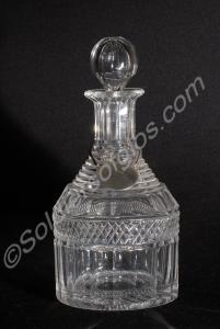 Cut glass decanter with silver label "To the Offic