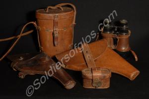 Pair of binoculars in Jabez Cliff & Co. leather ca