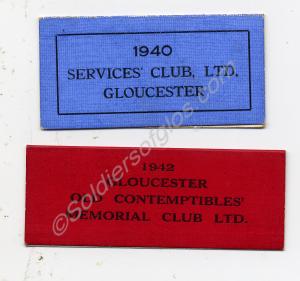 1940 membership card for the Services' Club, Glouc