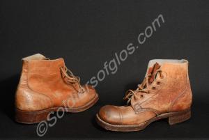 Pair of brown leather ammunition boots. 1942.