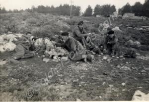 Assault Pioneers. Left to right:- unidentified, Ca