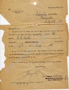 Army Form B.104-81. Notification of the wounding o