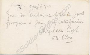 Postcard from the Chaplain, 54 Casualty Clearing S
