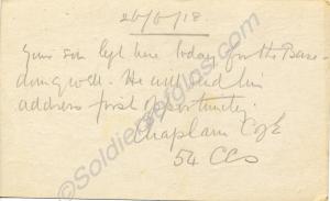Postcard from the Chaplain, 54 Casualty Clearing S