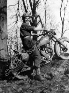 Despatch rider on motor bike. 5623890 Lance-Corpor