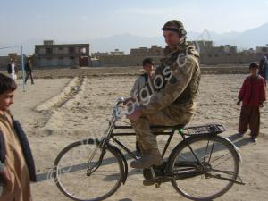 Soldier on bicycle. Operation Herrick. 1st Battali