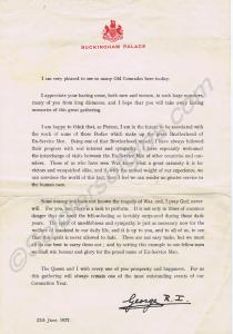 Letter from King George VI to Veterans. 27th June