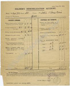 Army Form W5065. Soldier's Demobilization Account.