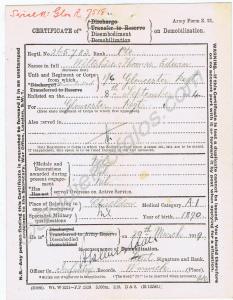 Army Form Z21. Certificate of Disembodiment on Dem