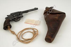 Smith and Wesson .45 revolver., with leather holst