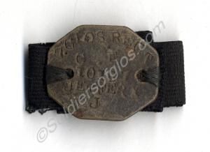 Identity tag. Belonged 10167 Private James P. Jeff