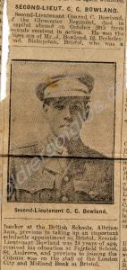 Newspaper cutting relating to the death of  Second