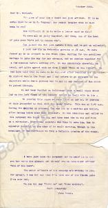 Letter of condolence sent by John Roach to the mot