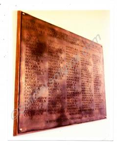 Memorial plaque attached to the Menin Gate, featur