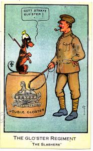 Cartoon detailing "The Glo'ster Regiment" as "The