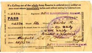 Leave Pass. Belonged to Private Reginald Carter. 2