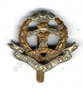 Metal cap badge for the Middlesex Regiment belongi