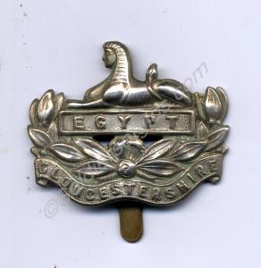 Metal cap badge (front) for The Gloucestershire Re