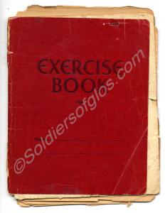 Exercise book and loose sheets of paper which comp